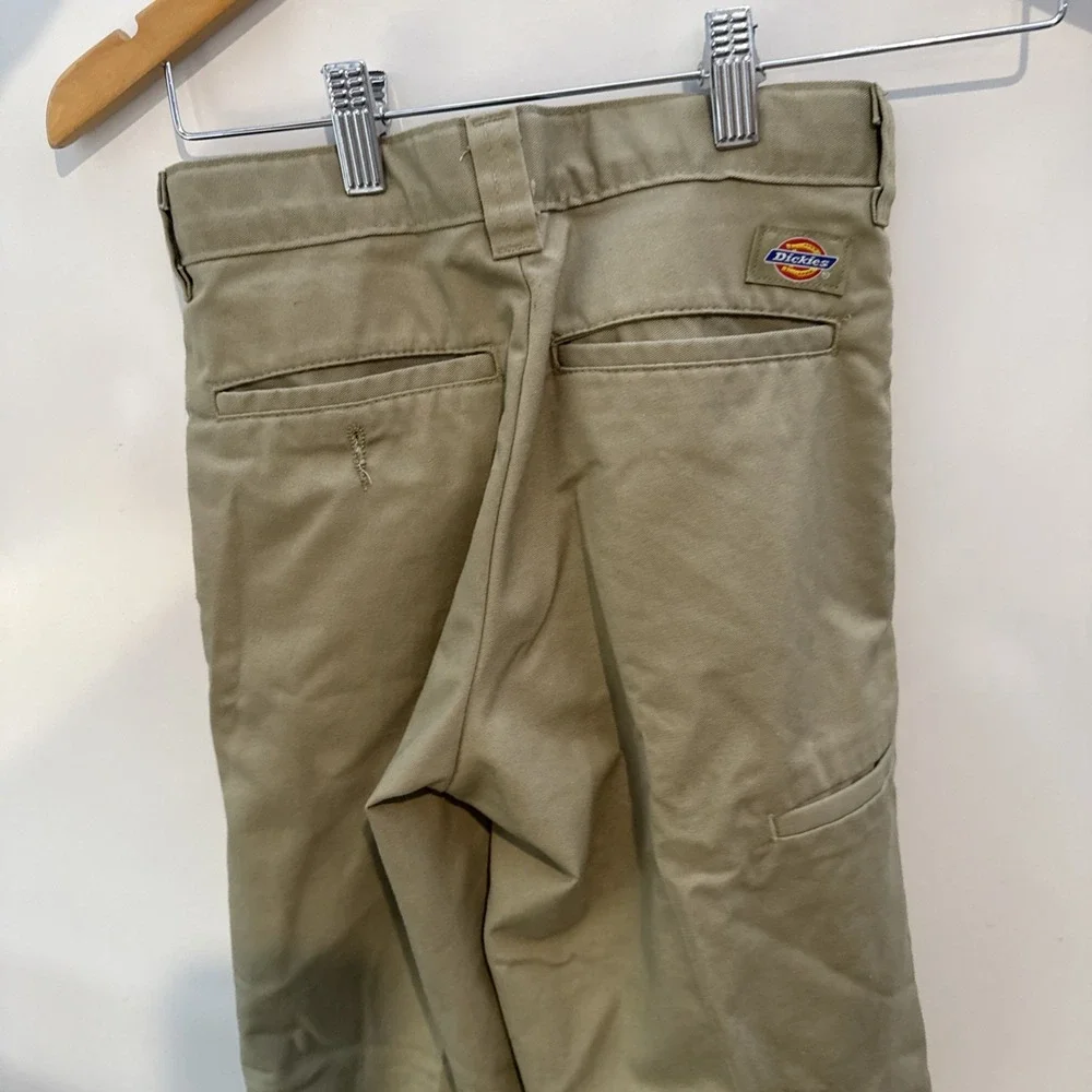 Dickies Pants Boys 10 Khaki Classic Fit Flat Front Straight School Uniform Adjus